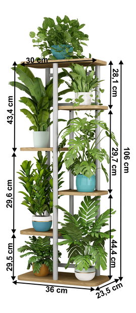 Stojan na květiny Laban 2 (bílá + dub sonoma)