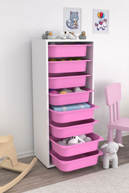 Organizér na hračky Dremonka 4 (bílá + růžová)