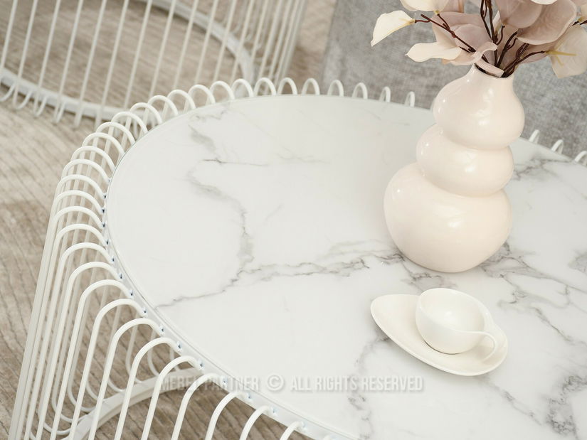 Konferenční stolek Niquel (mramor + bílá)