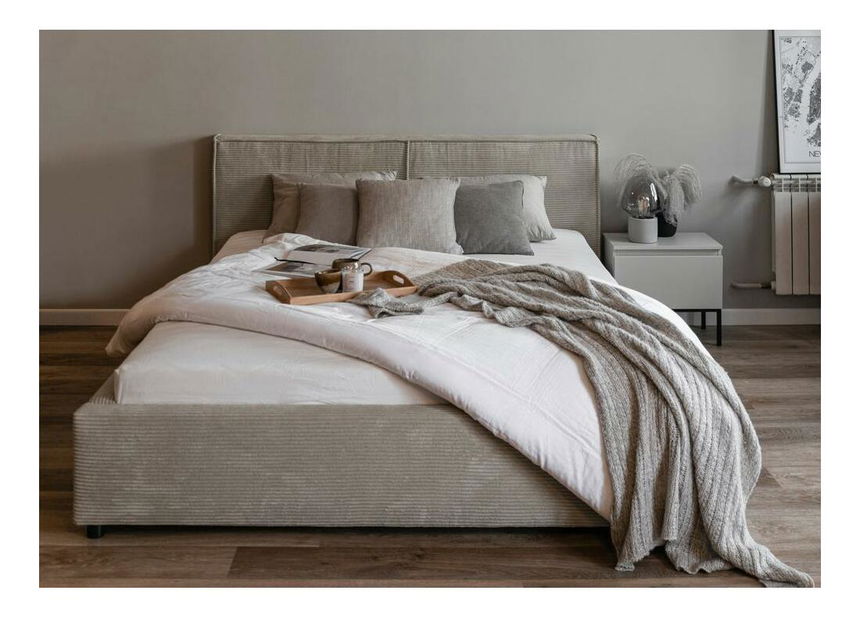 Manželská postel 180 cm Fatime (s roštem) (s úl. prostorem) (tmavobéžová + černá)