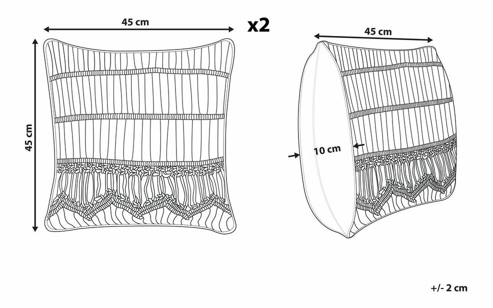 Set 2 ks. polštářů 45x45 cm ARIA (oranžová)