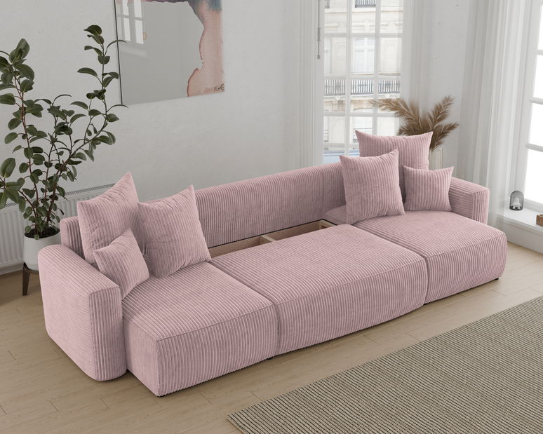 Rohová sedačka Denia U (pudrově růžová) (P)
