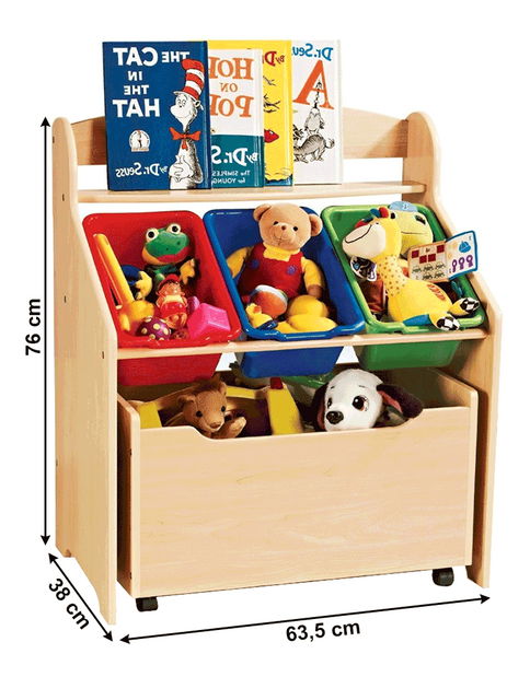 Organizér na hračky Malka (buk + červená)