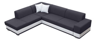 Rohová sedací souprava Darcia (tmavě šedá + bílá) (L)