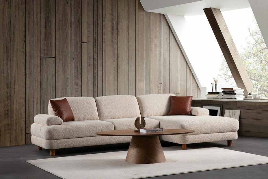 Rohová sedačka Nicel (ecru) (L)