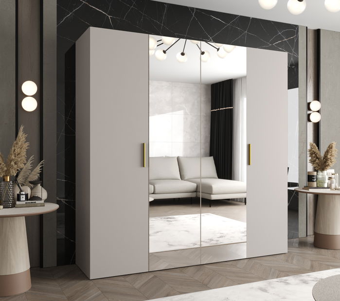 Šatní skříň 200 cm Borry 2 (kašmír + zlatá)