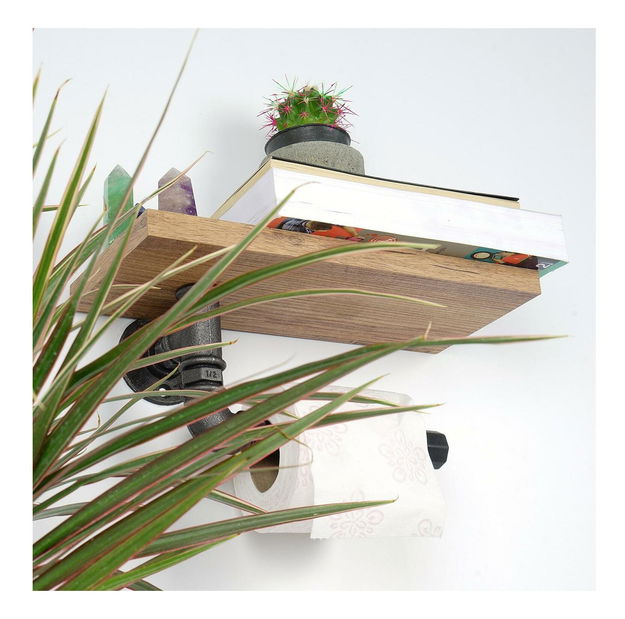 Držák na toaletní papír Nenanu 36 (ořech + černá)