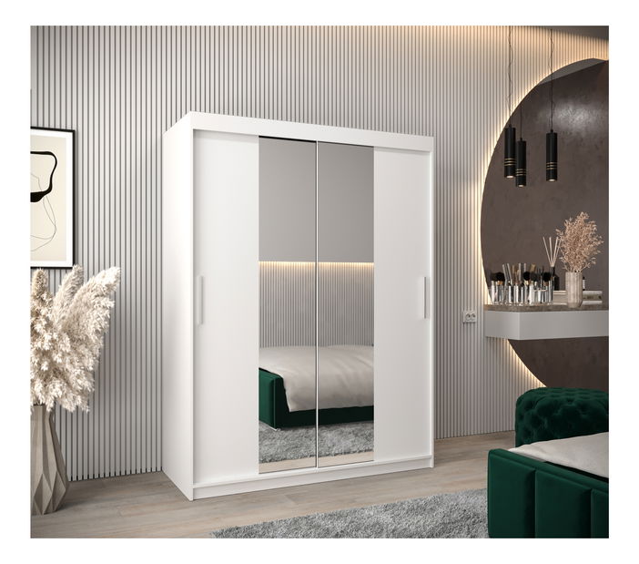 Šatní skříň 150 cm Toki 1 (Bílá matná + Bílá matná)