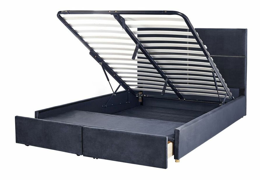 Manželská postel 180 cm Vissarion (černá) (s roštem a úložným prostorem)