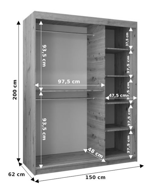Šatní skříň 150 cm Eclipse (dub sonoma + dub sonoma)