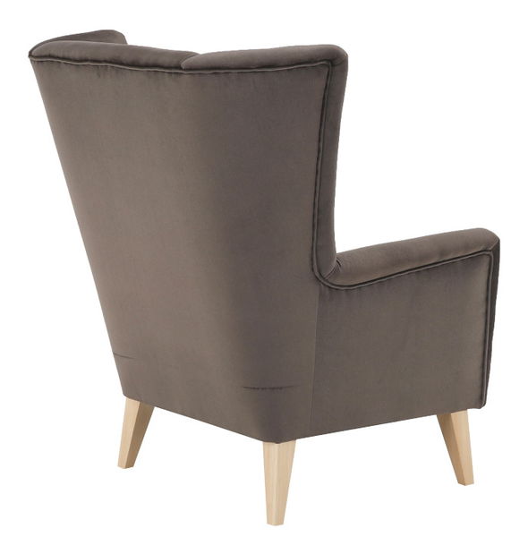 Křeslo ušák Royse Paros 04 (šedohnědá taupe + buk)