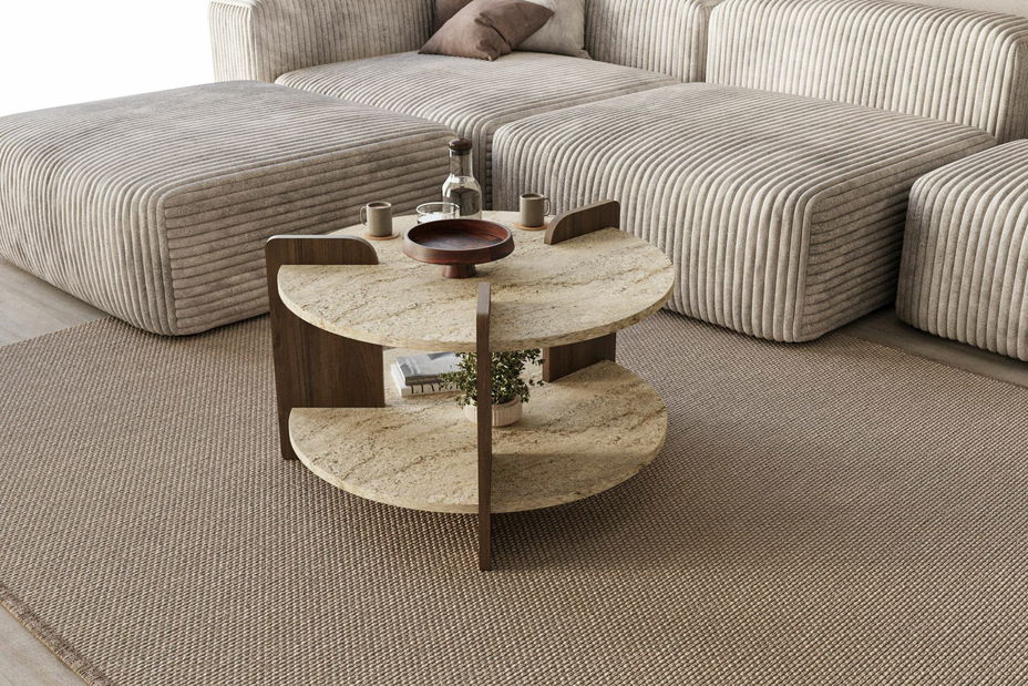 Konferenční stolek Oaly (ořech + travertin)