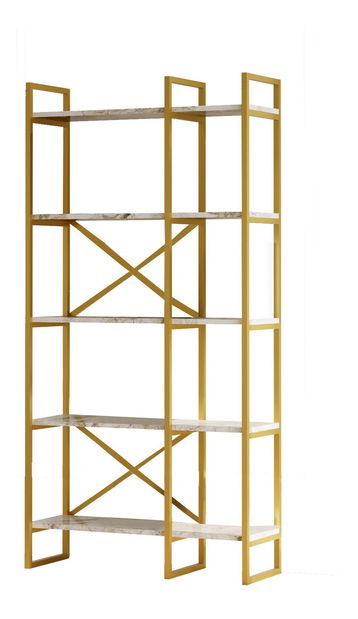 Regál Vega 4 (Bílý mramor + Zlatá)