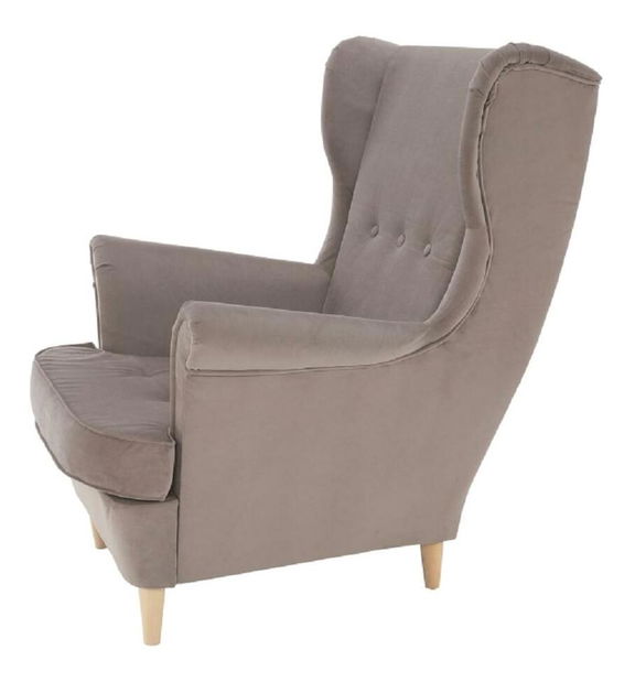 Křeslo ušák Repetidas (béžovošedá + buk)