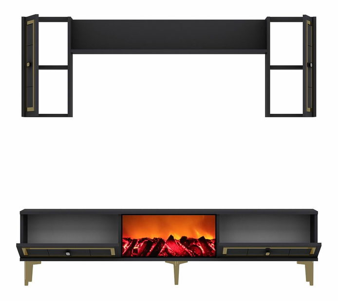 Obývací stěna s krbem Wendy (bílá + stříbrná)