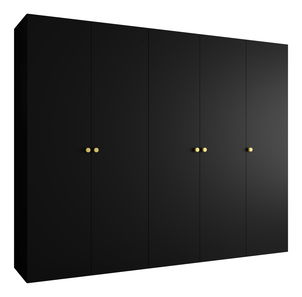 Šatní skříň 250 cm Parna 1 (černá + zlatá)