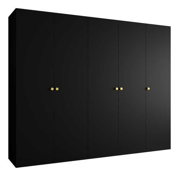 Šatní skříň 250 cm Parna 1 (černá + zlatá)