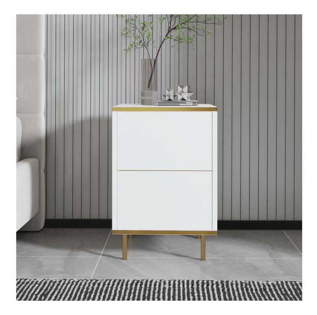 Noční stolek Mamene 1 (bílá + zlatá)
