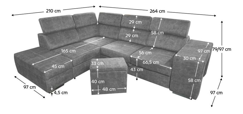 Rohová sedací souprava Maiga (šedá) (L)