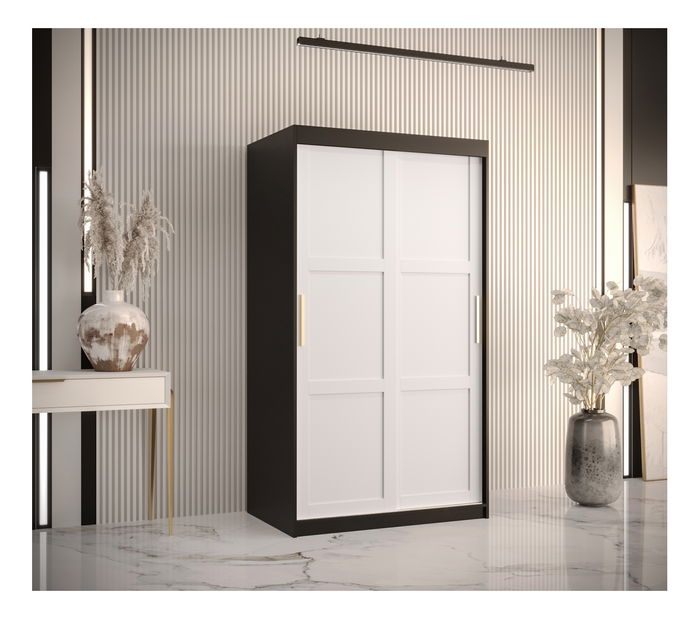 Šatní skříň Riven 1 100 (černá matná + bílá matná)