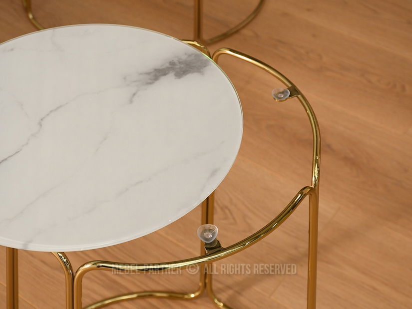 Konferenční stolek Belianni Zest (bílý mramor + zlatá)