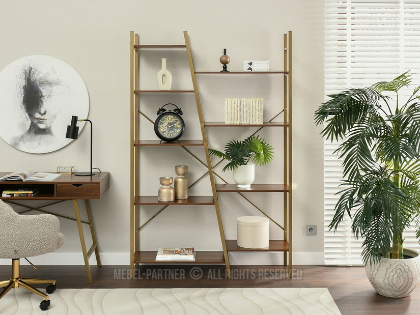 Regál Gecon Reg (ořech + zlatá)