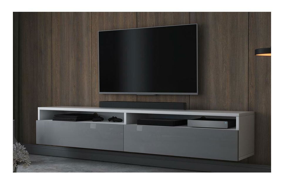 TV skříňka/stolek Redcan (bílá + šedá)