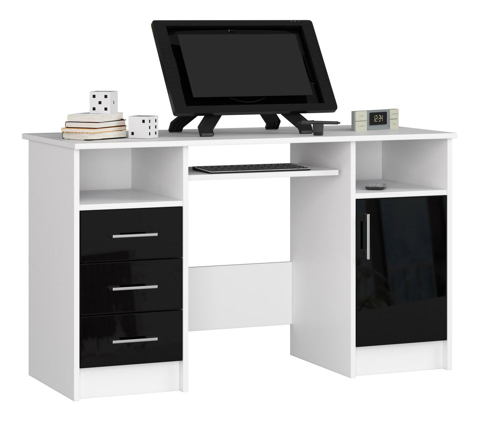 PC stolek Aziza (bílá + lesk černý)
