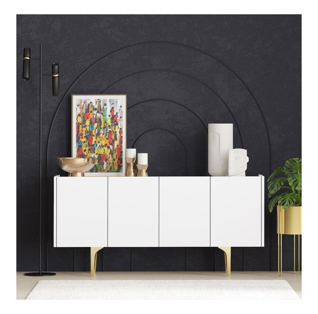 Skříňka Lipamo 3 (bílá + zlatá)