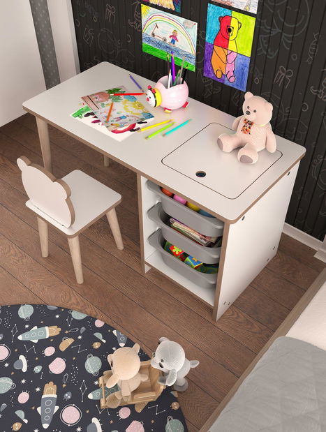 Dětský stolek se židlí Sonka 1 (bílá + šedá)