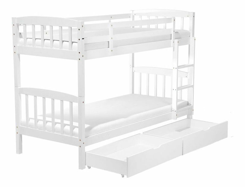 Patrová postel 90 cm REWIND (bílá) (s roštem a úl. prostorem)