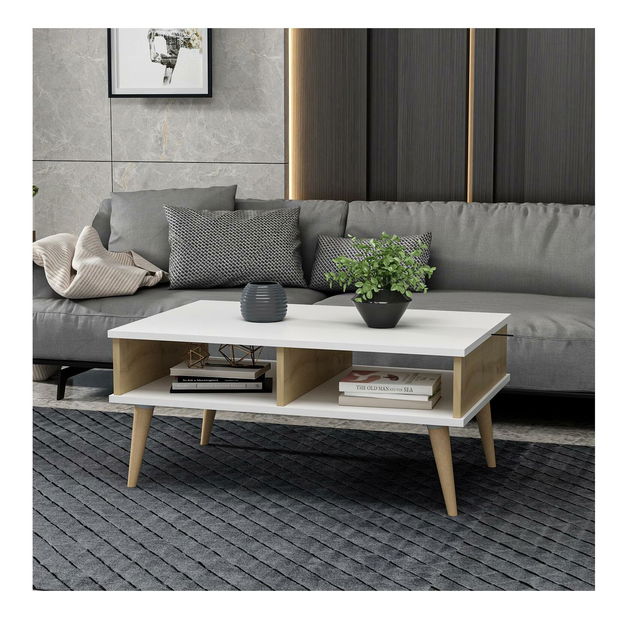 Konferenční stolek Loreena (bílá + dub safírový)