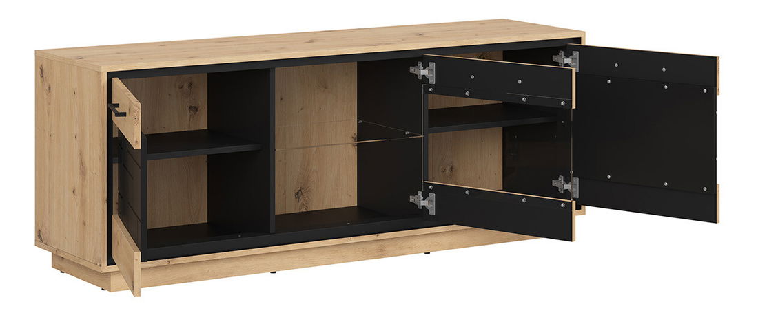 TV stolek/skříňka BRW Pont RTV2D1W (dub artisan + černá matná)