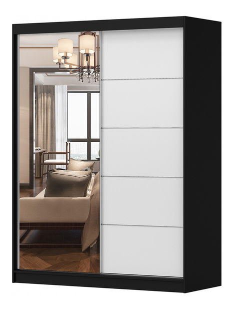 Šatní skříň Viola 05 (černá + bílá)