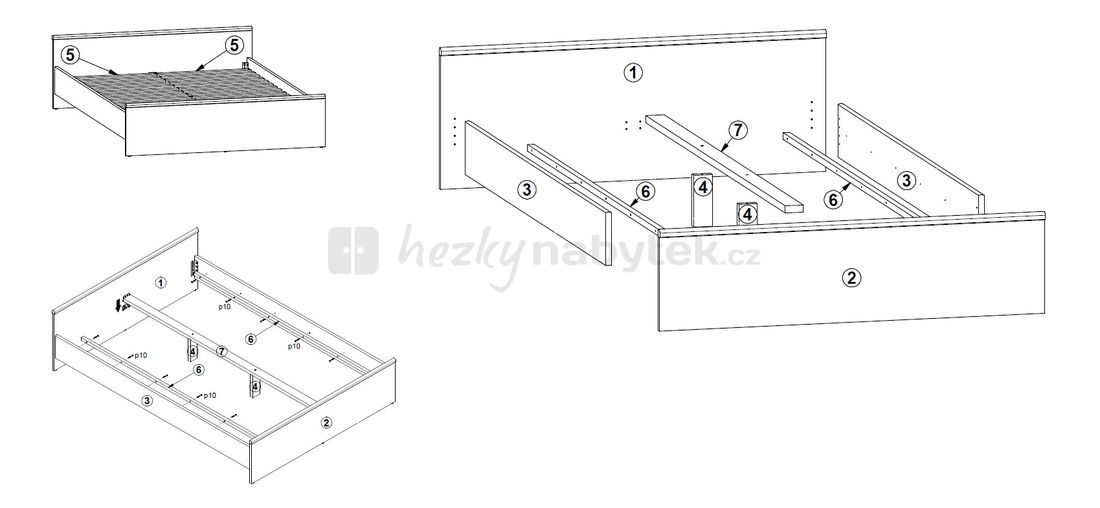 Manželská postel 180 cm BRW KIM lůžko 180