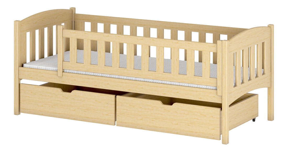Dětská postel 90 cm Gussie (s roštem a úl. prostorem) (borovice)