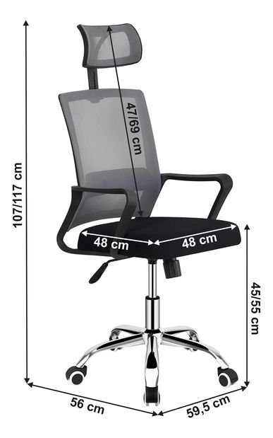 Kancelářská židle Dekan (světle šedá + černá)
