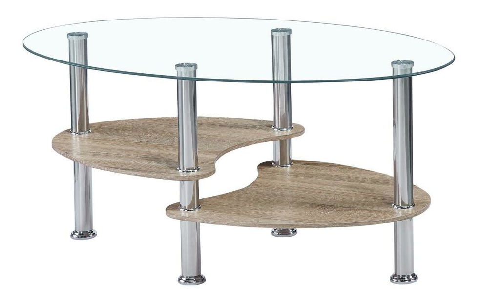 Konferenční stolek Particolare (dub sonoma + ocel + sklo)