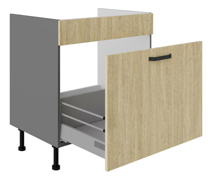 Dolní kuchyňská skříňka pod dřez Scarmi 80 ZL 1S BB (korpus: antracit + fronta: herringbone scandi)