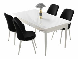 Jídelní set Nilla (mramor černý + zelená) (pro 4 osoby)