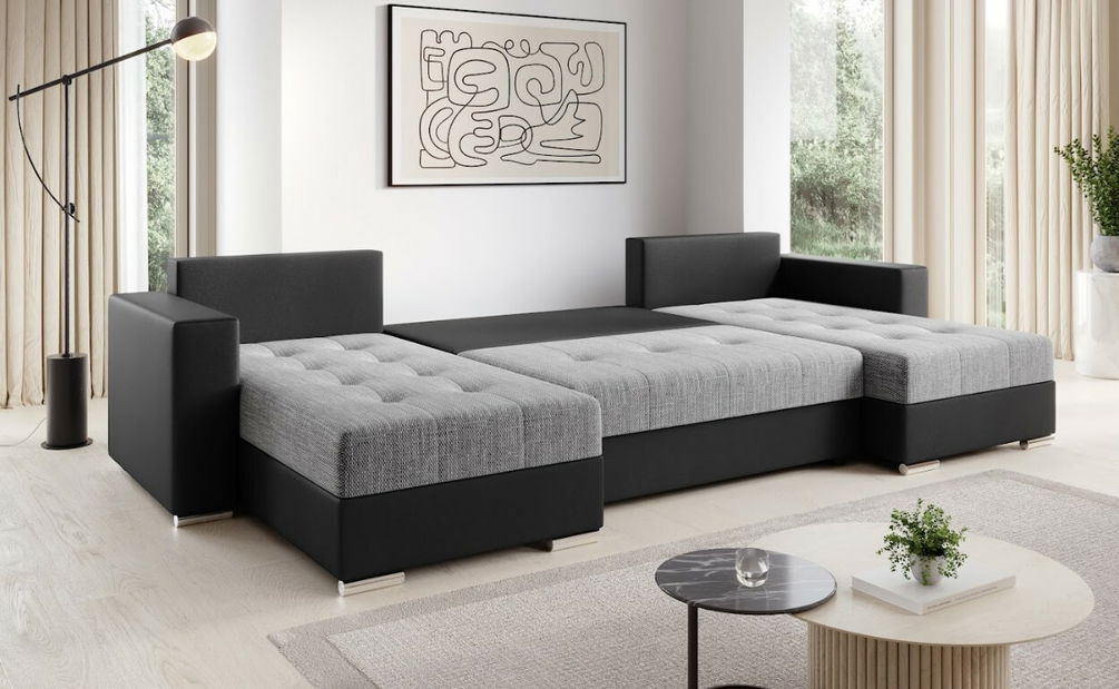 Rohová sedačka Josie U (černá + světle šedá) (P)