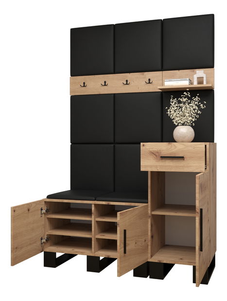 Předsíňová sestava Amanda 5 (dub artisan + černá)