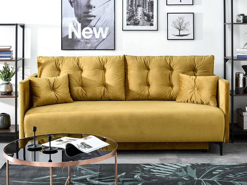 Pohovka dvousedačka Mastil (zlatá + černá)