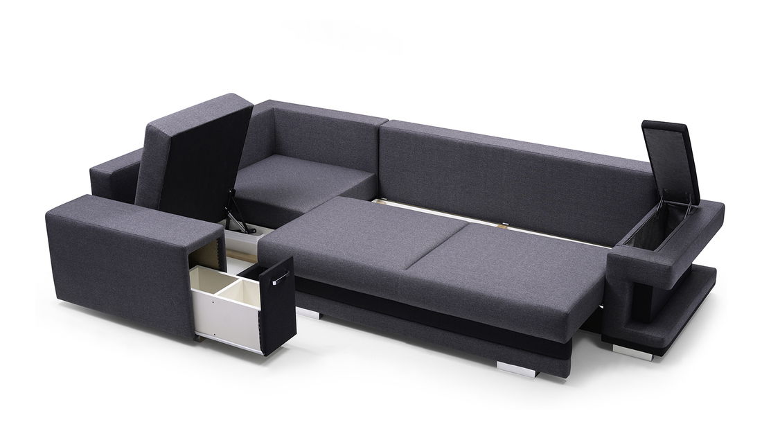 Rohová sedací souprava Arin (černá + šedá) (L)