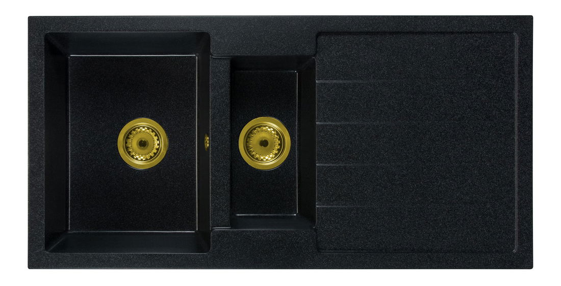 Kuchyňský dřez Yuxur (černá + textura) (se 3 otvory pro baterii) (P)