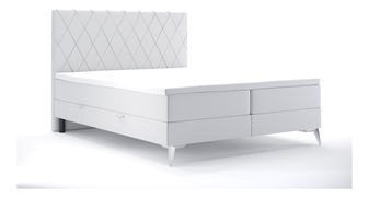 Boxspring postel 180 cm Miror (bílá ekokůže) (s úložným prostorem)
