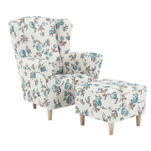 Křeslo ušák s taburetem Aevo rose 14