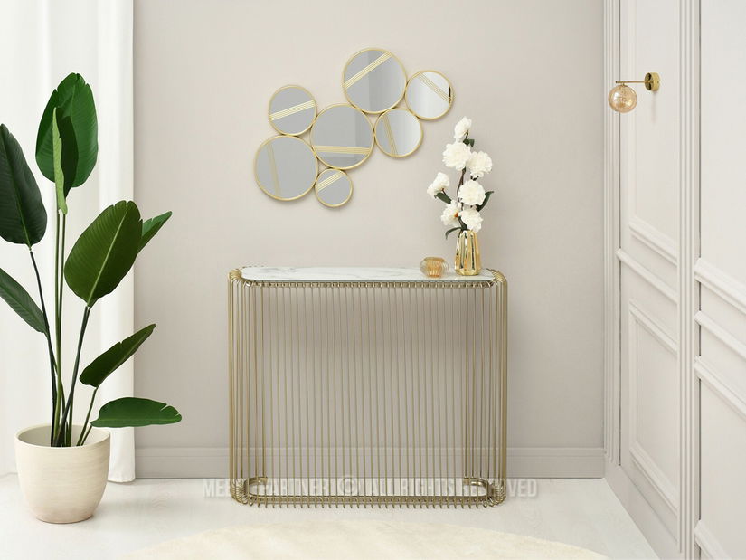 Konzolový stolek Nils Kons (bílý mramor + zlatá)