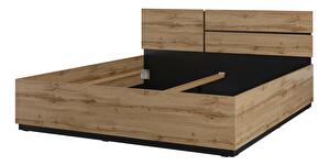 Manželská postel 180 cm Crossroad S32 (dub wotan + černá)