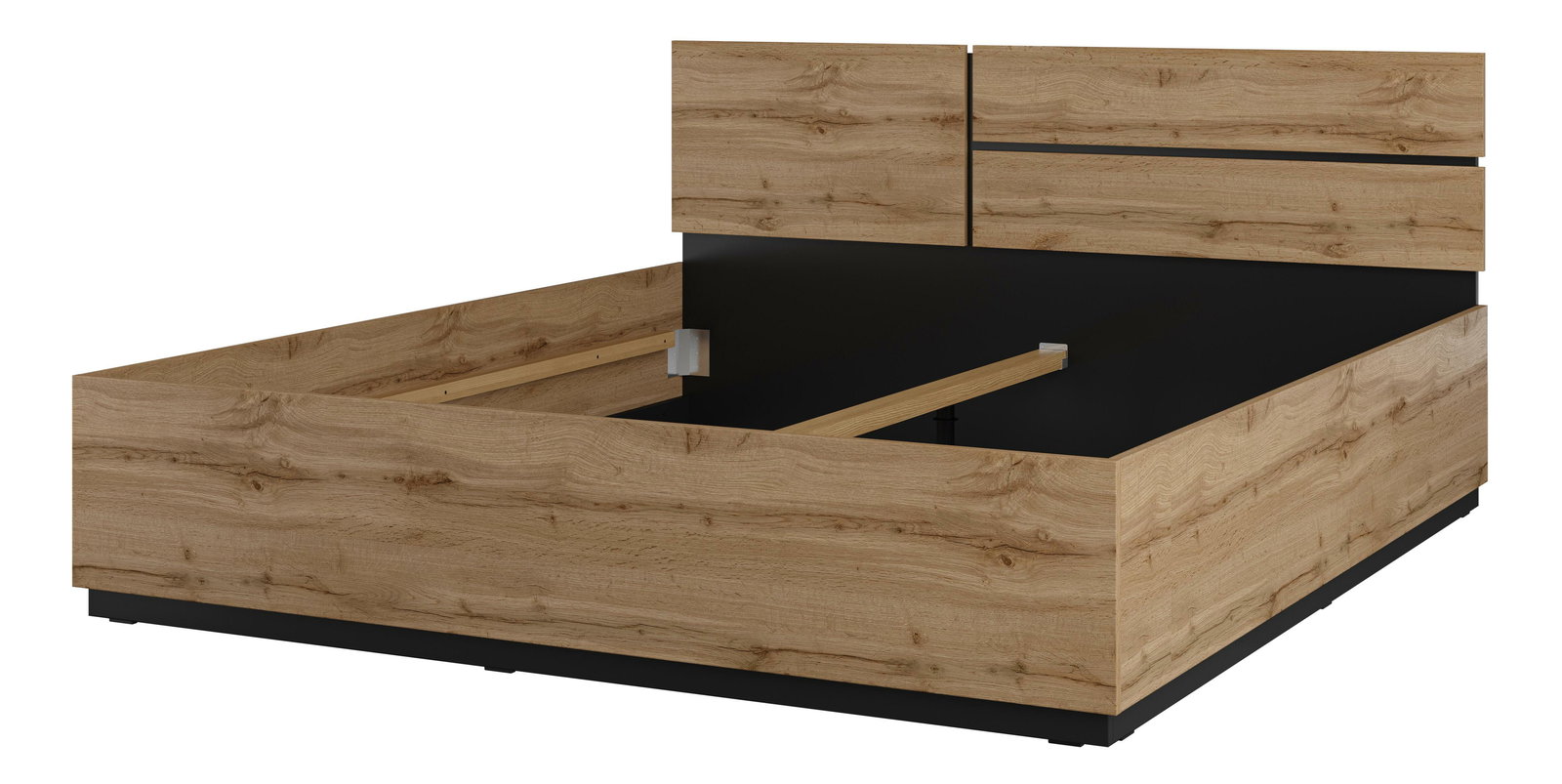 Manželská postel 180 cm Crossroad S32 (dub wotan + černá)